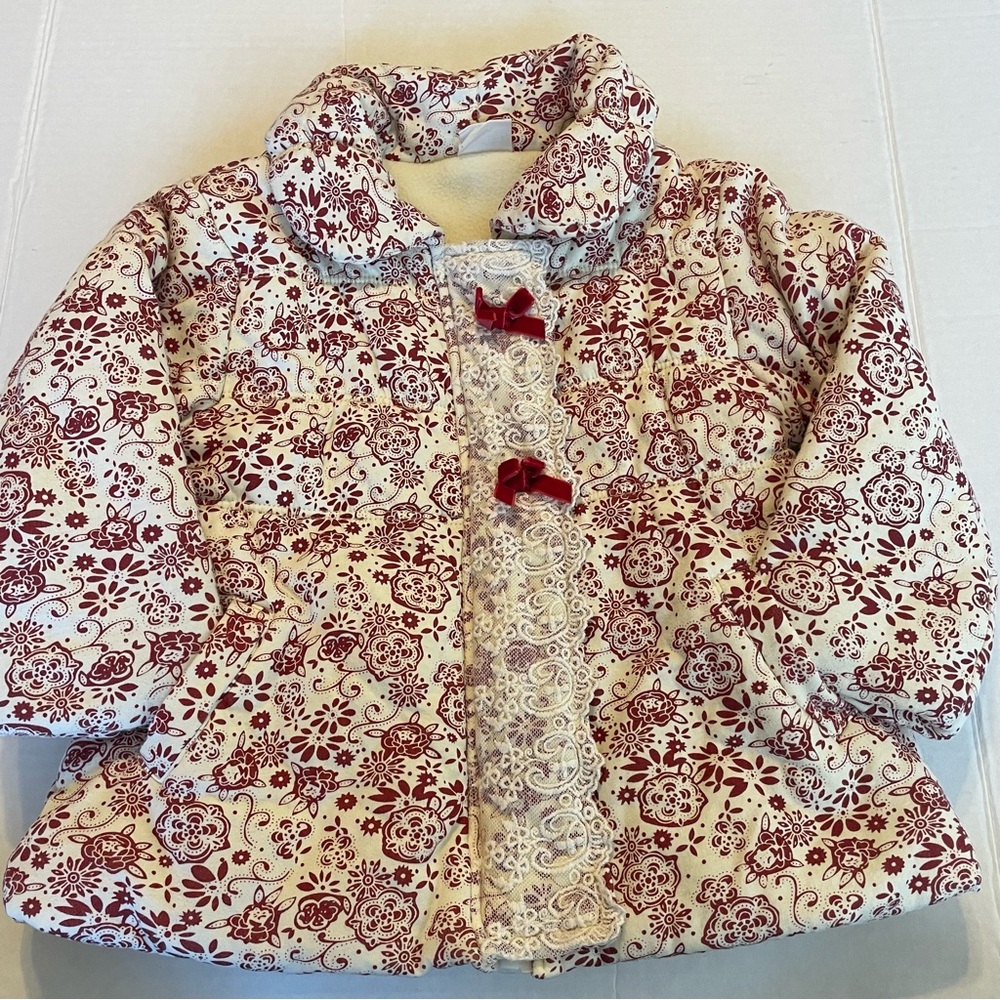 Mimi quilted floral and lace fleece lined toddler jacket coat - Picture 2 of 11